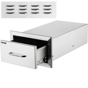 VEVOR 14x8.5Inch Outdoor Kitchen Drawers Stainless Steel, Flush Mount Double Drawers,14W x 8.5H x 23D Inch,with Stainless Steel Handle,Silver - 1 of 4