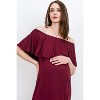 Hello Miz Women's Off Shoulder Ruffle Maternity Maxi Dress - 4 of 4