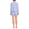 Lands' End Women's Cotton Poplin 2 Piece Pajama Set - Long Sleeve Top and Shorts with Piping - 2 of 3