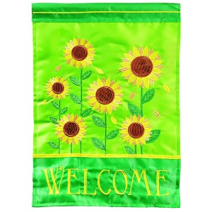Magnolia Garden Welcome Sunflowers 29 x 42 Green Polyester Outdoor Hanging Flag - 1 of 2