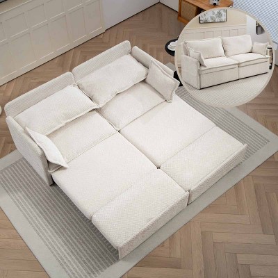 73.6" Modern Pull-Out Sleeper Sofa Bed with Side Storage, Convertible 3-in-1 Sleeper Sofa Couch for Small Apartment or Living Room–The Pop Home