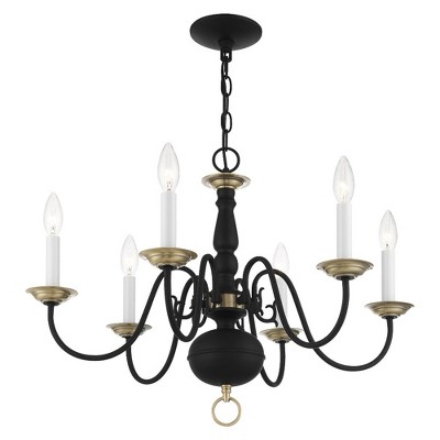 Colonial Elegance White 6-Light Candelabra Chandelier