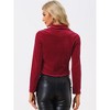 Allegra K Women's Velvet Zipper Lapel Collar Moto Biker Jacket - image 4 of 4