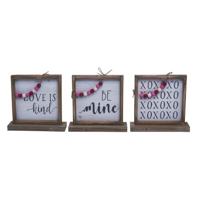 Wood Decor w/Beads Set of 3