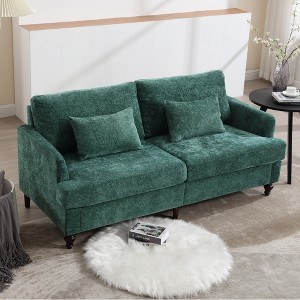 MOONMISS Mid Century Modern chenille Fabric Upholstered Loveseat sofa, for Living Room,Brown wood feet sofa for Bedroom,Reading - 1 of 4
