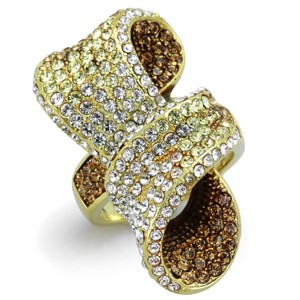 Slickblue Women’s Bow-Inspired Ring in IP Gold Stainless Steel, Multicolor Synthetic Crystals, size 5-10 - 1 of 4