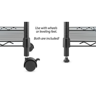 Whitmor Supreme Black 5-Tier Rolling Metal Shelf Cart