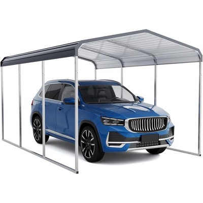 Outdoor Carport, Metal Iron Heavy Duty Carport, Galvanized Metal Roof, Car Canopy Metal Garage for Car, Pickup, Boats and Tractors