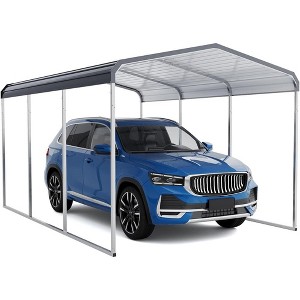 Outdoor Carport, Metal Iron Heavy Duty Carport, Galvanized Metal Roof, Car Canopy Metal Garage for Car, Pickup, Boats and Tractors - 1 of 4
