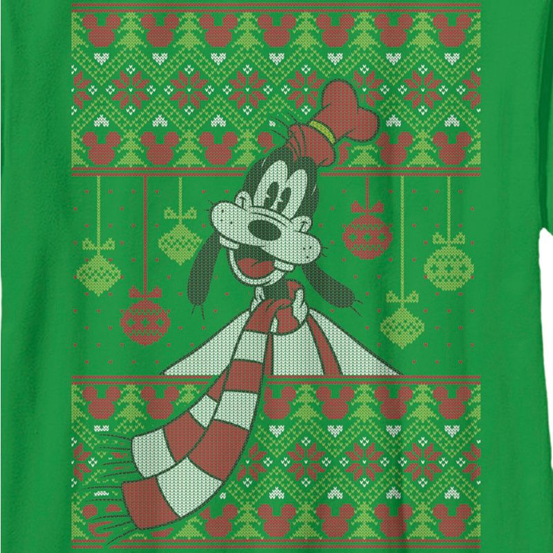 Boy's Mickey & Friends Christmas Goofy Ornament Print T-Shirt, 2 of 5