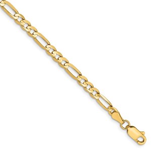 Black Bow Jewelry 4mm, 14k Yellow Gold, Open Concave Figaro Chain Bracelet - 1 of 4