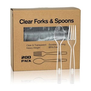 Attop 400-piece plastic cutlery set, thickened plastic fork and spoon disposable cutlery set, suitable for wedding party supplies and everyday use. - 1 of 4
