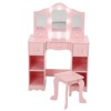 Kids Vanity Table & Stool Set, Mirror and Stool, Storage Drawer, Wooden Princess Makeup Dressing Table - 2 of 4