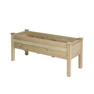 LuxenHome 20.1" H Unfinished Fir Wood Raised Garden Bed Planter Brown - 1 of 4