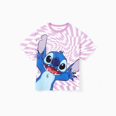 Disney Stitch Women 1pc Character Checkered Print Top T-shirts Tee