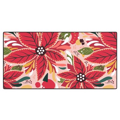 Avenie Abstract Floral Poinsettia Red Desk Mat -Deny Designs