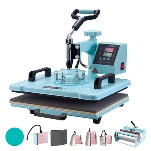 VEVOR Heat Press Machine, 12 x 15 inch, 8 in 1 Heat Transfer Machine with 6-30 oz Tumbler Press, 360° Swing Away T-Shirt Pressing, Green - 1 of 4