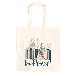 City Creek Prints Booktrovert Floral Canvas Tote Bag - 15x16 - Natural - 1 of 2