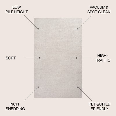 Ivory Soft Synthetic 5' Square Easy-Care Area Rug