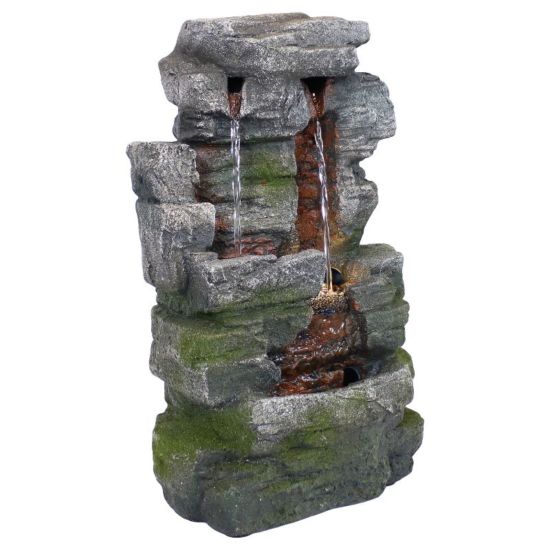 Sunnydaze Indoor Home Office Polyresin Towering Cave Waterfall Tabletop Water Fountain with LED Light - 14", 1 of 17