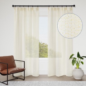 Awesome Home Madison Pinch Pleat Single Curtain Panel with Hooks and Rings, 38"X84", Gold - 1 of 4