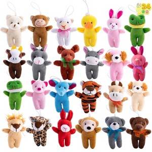 Joyfy 24 Pcs Small Stuffed Animals 3" Kids Party Favors Mini Plush Toys Bulk Animals Keychain Decoration for Boys Girls, Birthday Party Supplies - 1 of 4