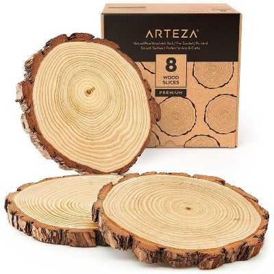 Arteza Large Wood Cutout Slices Art Supply Set for DIY Crafts, Ornaments - 8 Pack