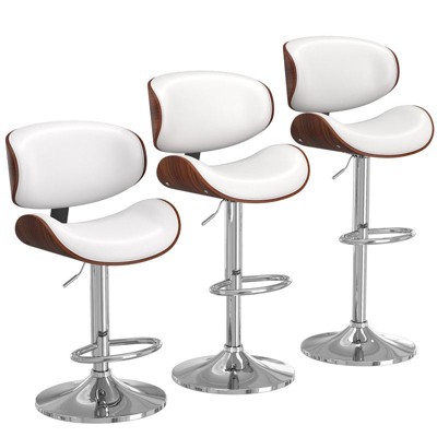 Gikpal Barstools, Adjustable Bentwood Barstools, Modern PU Leather Upholstered Bar Chair with Back and Footrest, for Bar, Dining Room