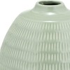 Sagebrook Home 7" Ceramic Oval Vase - Contemporary Dark Sage Green Etched Stripe Decorative Table Vase Home or Office Decor Accent Flower Centerpiece - 4 of 4