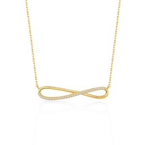 Guili 14K Gold-Plated Sterling Silver Infinity Ribbon Pendant Necklace with Cubic Zirconia, Elegant and Meaningful for Everyday Wear - 1 of 2