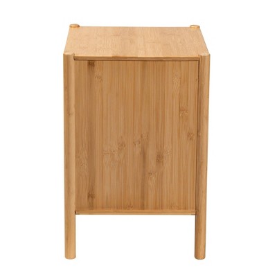 Naresh Natural Brown Bamboo Wood 2-Drawer Accent Table
