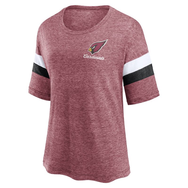 NFL Arizona Cardinals Women&#39;s Blitz Marled Left Chest Short Sleeve T-Shirt, 2 of 4