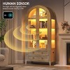 Vlsrka arched glass-door storage cabinet with LED lights,Wood - 3 of 4