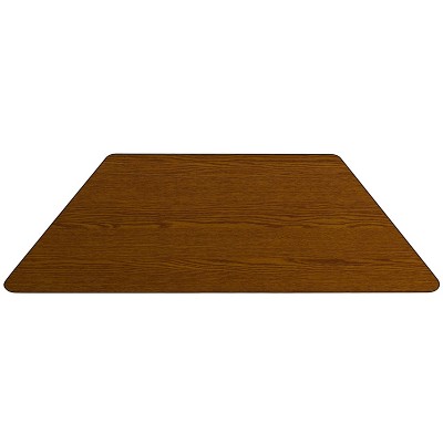 57'' Brown Laminate Trapezoid Activity Table with Adjustable Legs