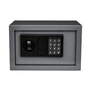 Digital Safe Box - Steel Lock Box with Keypad, 2 Manual Override Keys Protects Money, Jewelry, Passports - For Home or Office by Stalwart (Gray)