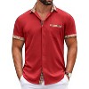 COOFANDY Mens Short Sleeve Dress Shirts Casual Wrinkle Free Shirt Plaid Collar Summer Button Down Shirts - 3 of 4