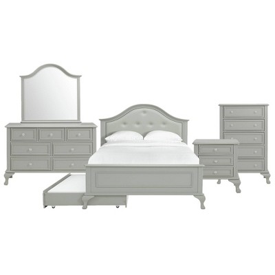 Full 5pc Jenna Panel Bedroom Set with Trundle Gray - Picket House Furnishings
