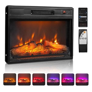 ROVSUN 26" Electric Fireplace Inserts with APP & Remote Control, 1400W Recessed Stove Heater with Timer, 6 Flame Color, 5 Brightness for Home Indoor - 1 of 4
