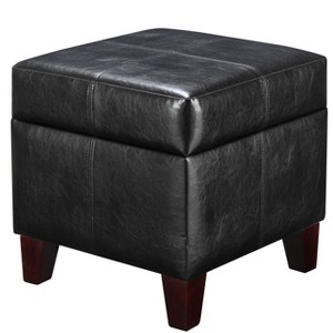 Small Cube Faux Leather Storage Ottoman - Black - Dorel Living