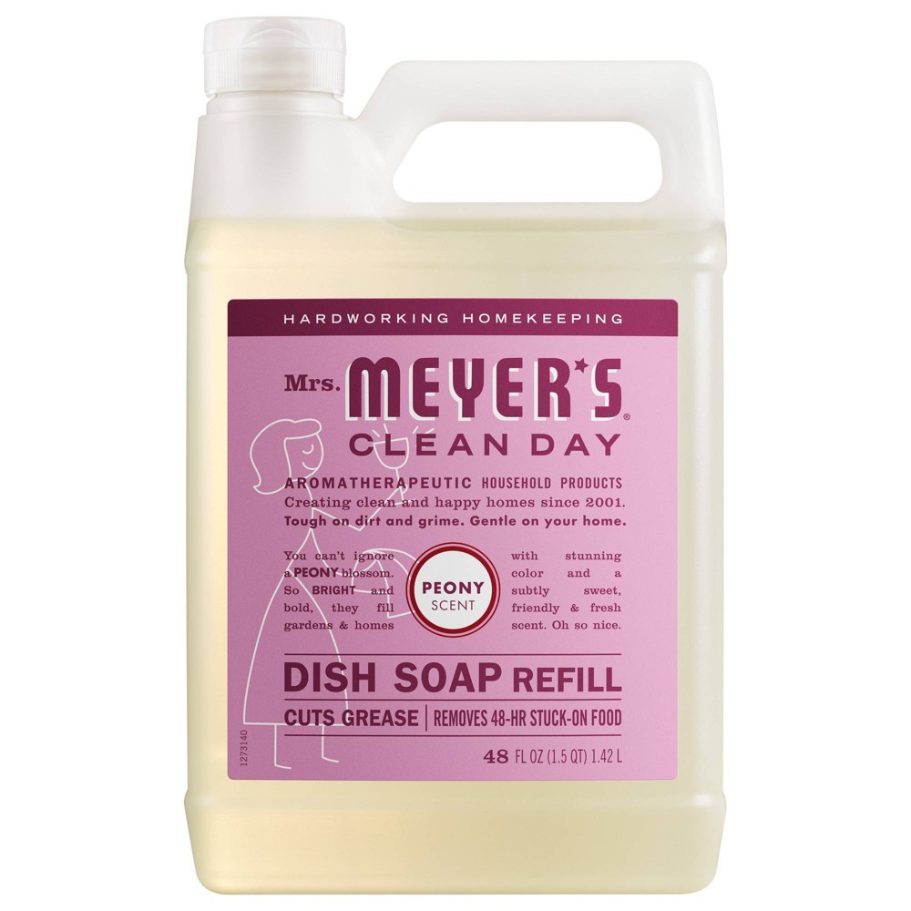 Mrs. Meyer's Clean Day Peony Dish Soap Refill - 48 fl oz: Paraben-Free, Phthalate-Free, Liquid Cleanser