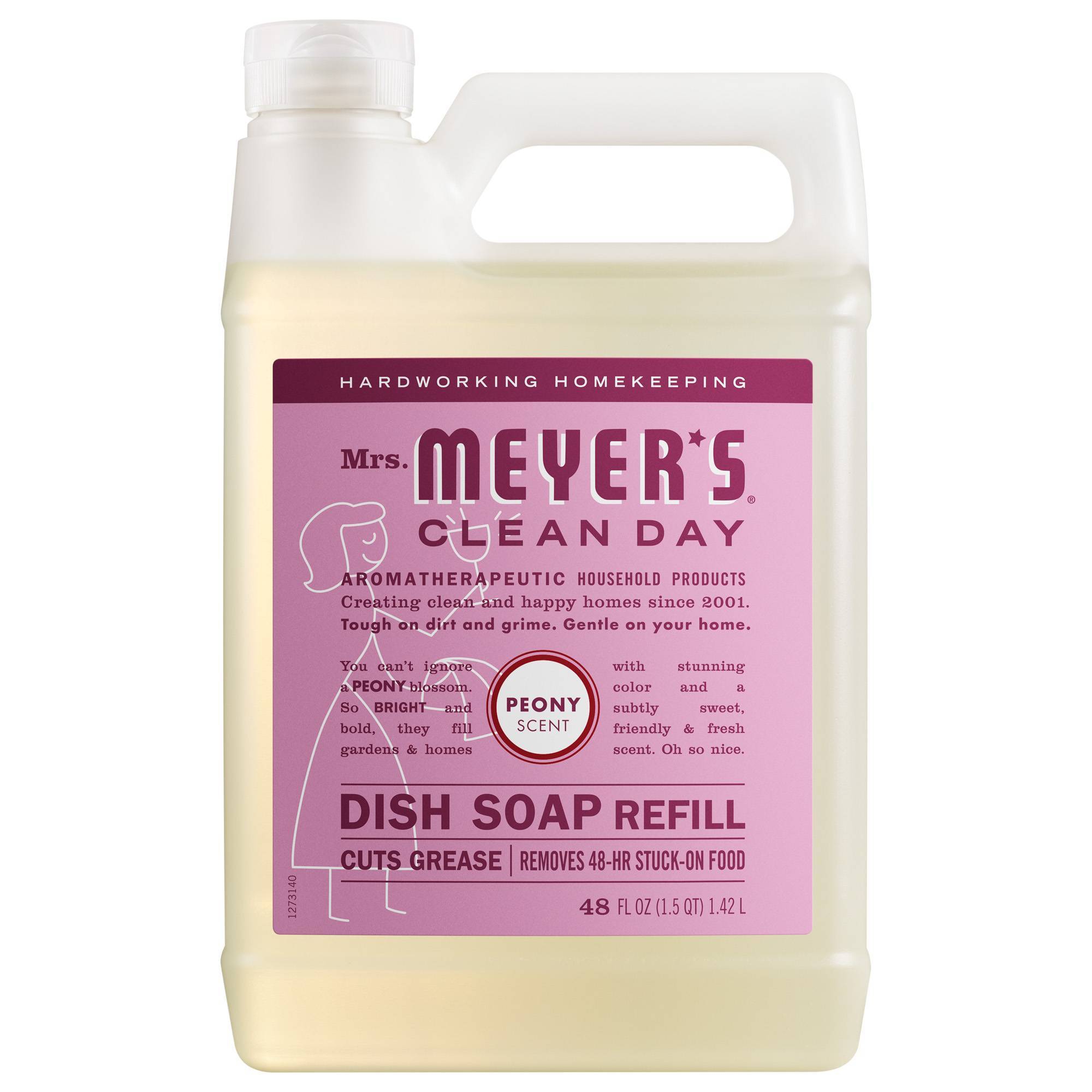Mrs. Meyer's Clean Day Peony Dish Soap Refill - 48 fl oz: Paraben-Free, Phthalate-Free, Liquid Cleanser