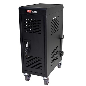 Laptop Rolling Cart, Laptop Cart With Steel Partition, Cable Management Strip,16-Compartment Removable Charging Cart - 1 of 4