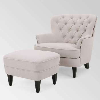 Tafton Club Chair and Ottoman - Natural - Christopher Knight Home