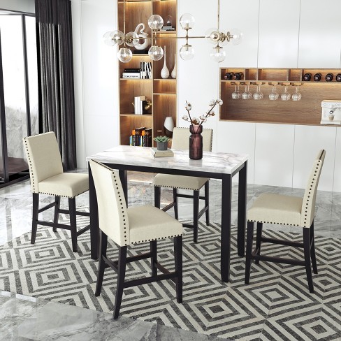 5 piece marble top dining online set