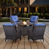 POCASSY 5-Piece Patio Furniture Set with Fire Pit Table, Outdoor Seating Set with 50000 BTU Fire Pit, All-Weather Wicker Patio Bent Armchair - 2 of 4
