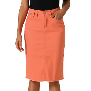 INSPIRE CHIC Women's Casual High Waist Back Slit Short Denim Skirts - 1 of 4