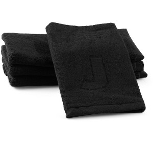 Waterdale Collection - Black Initial Embossed Finger Towel - 1 of 4