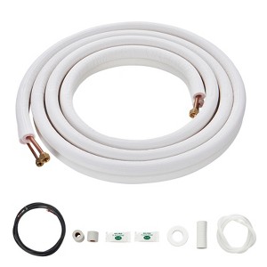 VEVOR 16FT Mini Split Line Set,1/4" & 3/8" O.D Copper Pipes Tubing and Triple-Layer Insulation,for Air Conditioning or Heating Pump Equipment, White - 1 of 4
