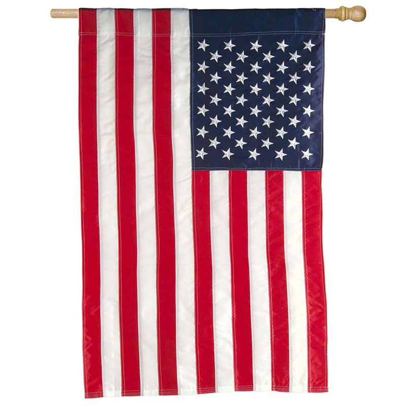 Evergreen American Flag Applique Embroidered House Flag 28 x 44 Inches Outdoor Decor for Homes and Gardens, 1 of 10