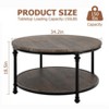Round Coffee Table 34.25" Industrial Center Table with Storage Shelf 2-Tier Rustic Accent Center Table Wood Circle Coffee Table - 2 of 4